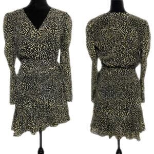 Steve Madden Black Sheath Dress with V-Neck and Bishop Sleeves